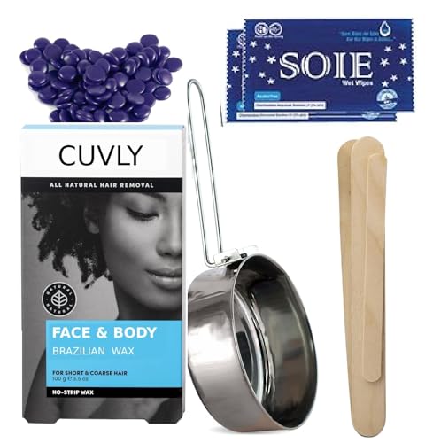 Cuvly Brazilian Beans Wax For Women, Face Wax | 100G Stripless Wax For Upper Lip, Chin, Underarms, Bikini, Legs, And Brazilian |