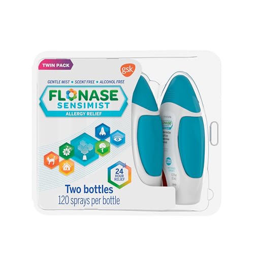 Flonase Sensimist Allergy Relief Spray Non Drowsy Allergy Medicine, Gentle Mist - 120 Sprays (Pack of 2)
