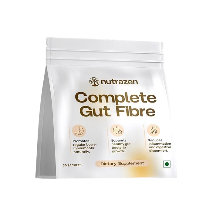Nutrazen Complete Gut Fibre  Prebiotic & Psyllium Husk Powder For Digestive Support & Microbiome Balance | Supports Immunity, E
