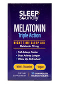 Sleep Soundly Melatonin Triple Action, with L-Theanine, Fall Asleep Faster, Wake Up Refreshed, 30 Tablets, 30 Servings