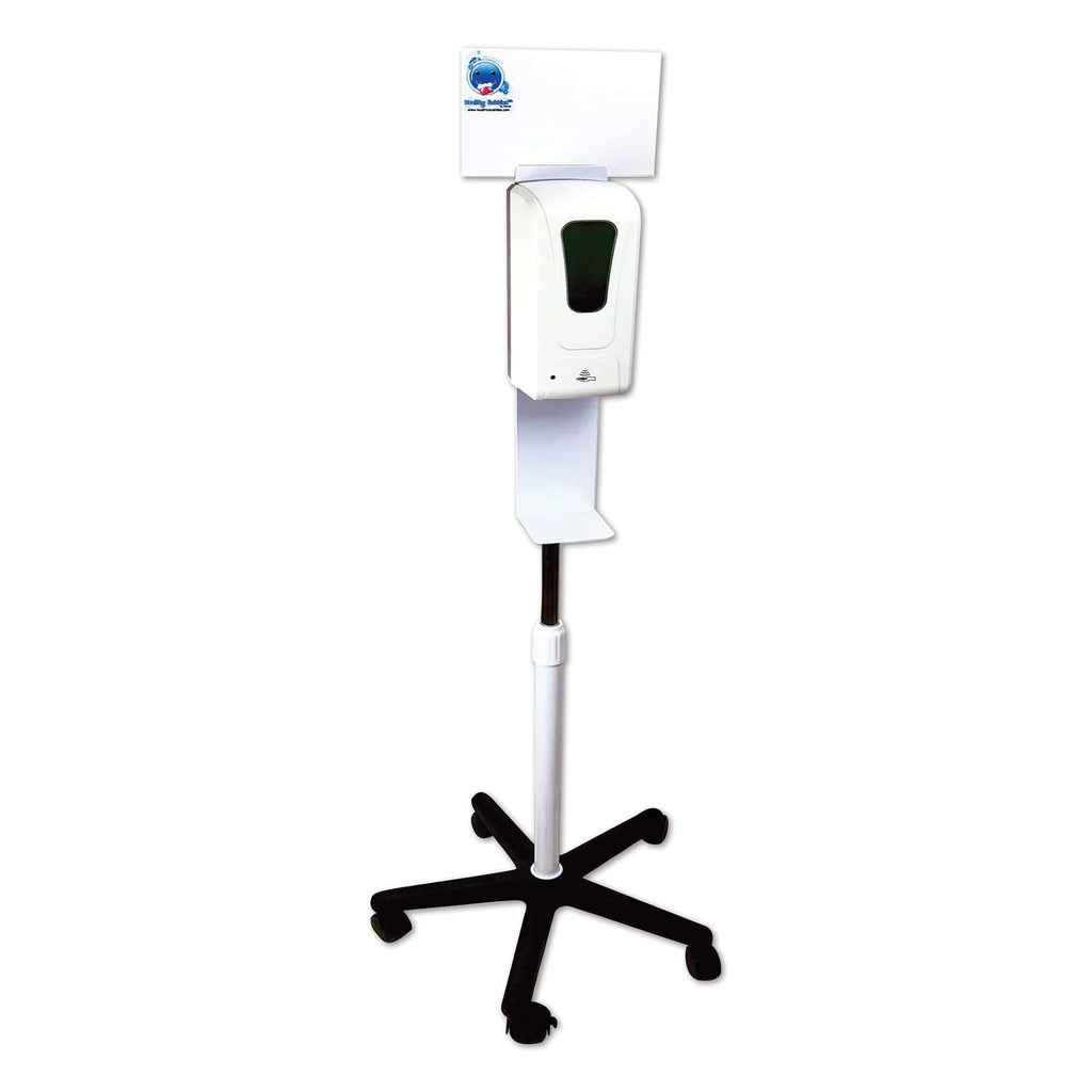 Healthy Bubbles Automatic Hand Sanitizer Station on Wheels, Adjustable Height