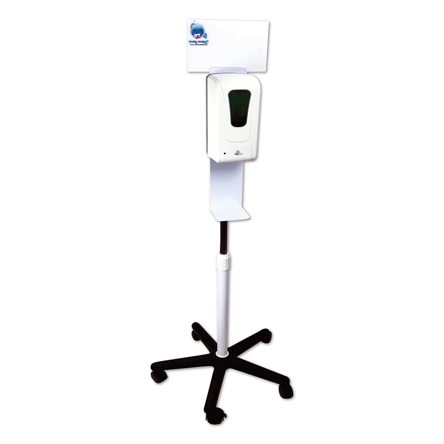 Healthy Bubbles Automatic Hand Sanitizer Station on Wheels, Adjustable Height