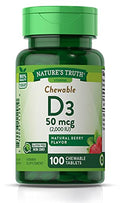 Natures Truth Chewable Vitamin D3 2,000 IU | 100 Tablets | Berry Flavor | Vegetarian, Non-GMO, Gluten Free