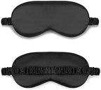 LCBD Silk Satin Sleeping Eye Mask, Black Sleep Eye Mask Night Blindfold for Women and Men, Soft Breathable Blackout Eyeshade Eye
