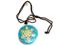Jet Turquoise Metatron's Cube Merkaba 7 Chakras with Crystals Stones Orgone Pendant 2 inch Approx Adjustable Energy Generator Ne