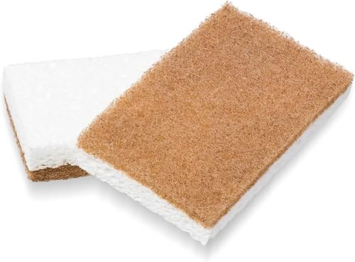 Full Circle In A Nutshell Walnut Scrubber Sponges - Pack of 2 Non-Scratch Natural Kitchen Scrubbies for Dishes and Household Cle