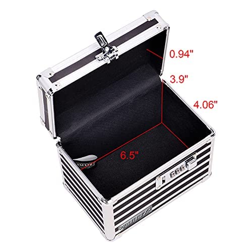 Vaultz Medicine Storage Box w/Combination Lock - 4 x 6 x 4 Inches Cabinet Safe, Black & White Stripes