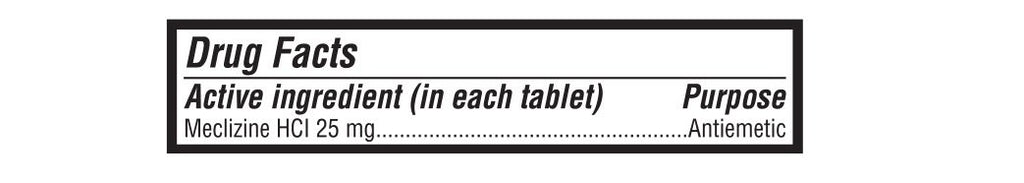Meclizine 25 mg Generic Bonine Motion Sickness 100 Chew Tablets Pack of 12