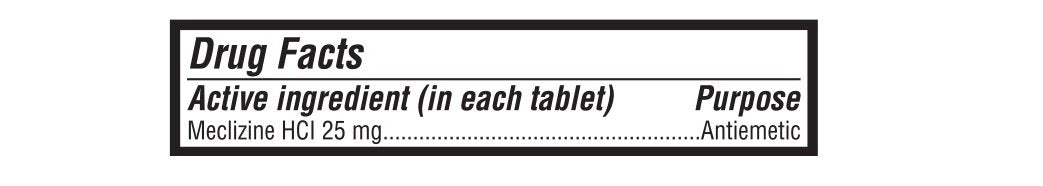 Meclizine 25 mg Generic Bonine Motion Sickness 100 Chew Tablets Pack of 12