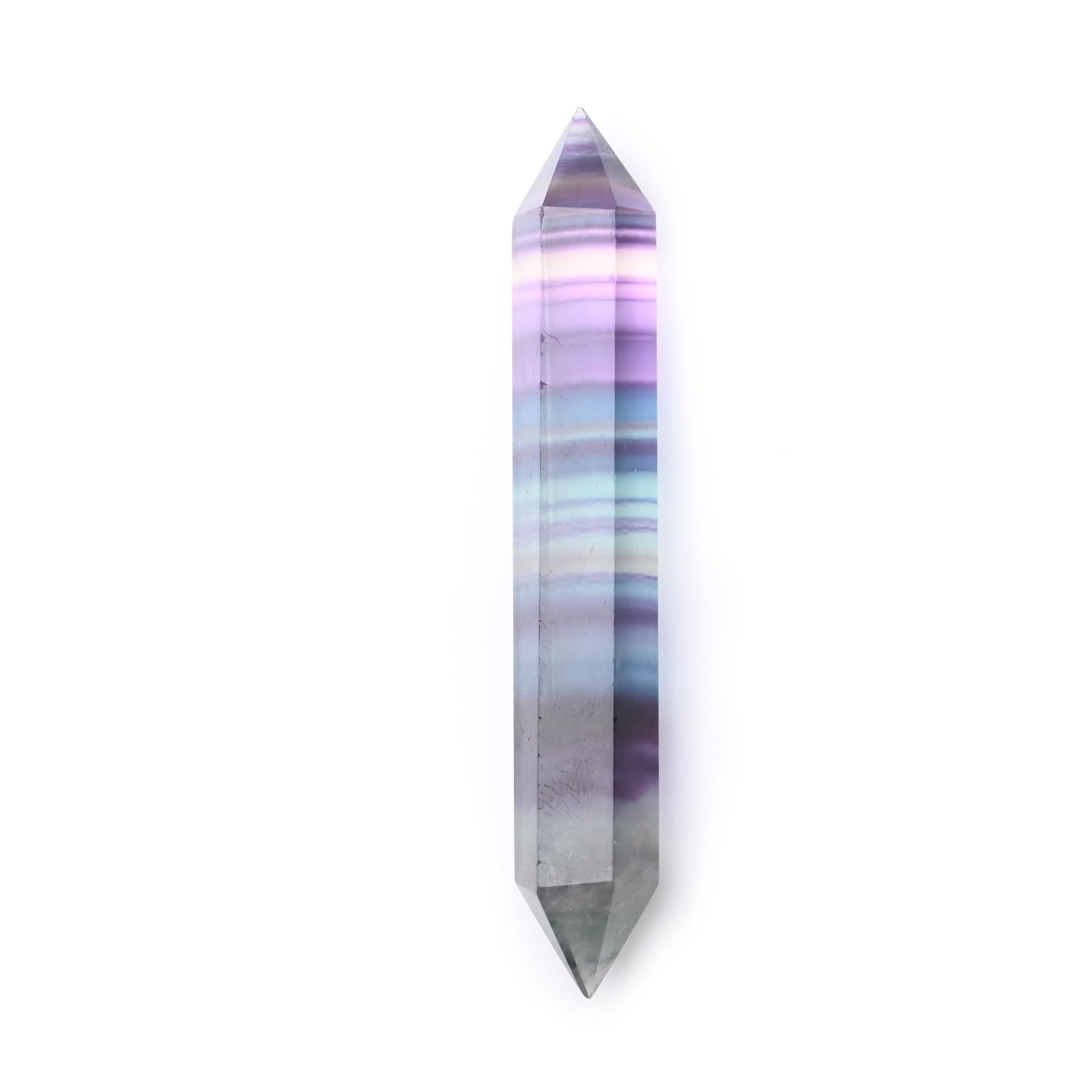 WHAL&YUNE Gemstone Wands 1PC, Rainbow Fluorite Hexagonal Wand Crystals and Healing Stones, Natural Hand Carved Pointed Stone Cry