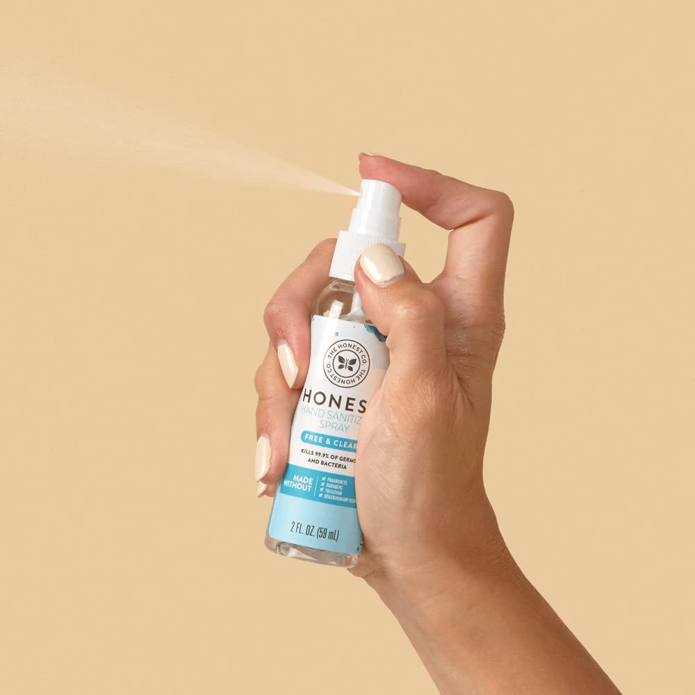 The Honest Company Plant-Based Hand Sanitizer Spray | Kills 99.9% of Germs | Hypoallergenic, Quick-drying + Moisturizing | Fragr