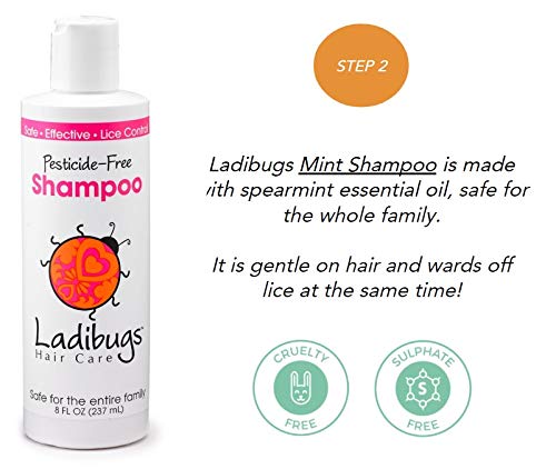 LADIBUGS Lice Prevent Shampoo 32oz Family Size | Natural, Essential Oils, Sulfate-Free| Keep Lice Away!