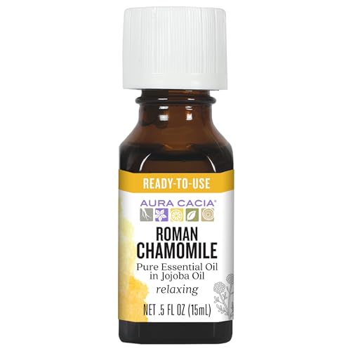 Aura Cacia Roman Chamomile in Jojoba Oil, 100% Pure Therapeutic Grade, 15ml