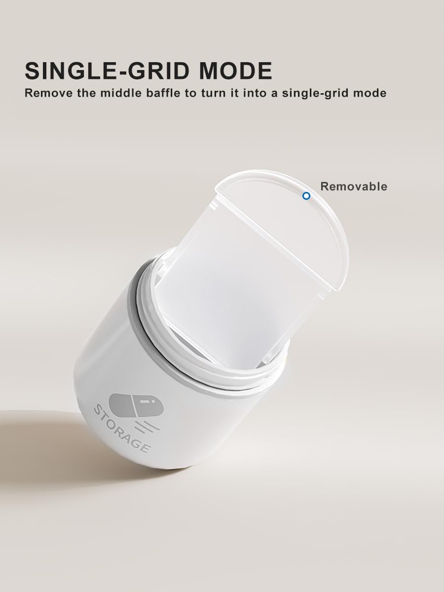 Mini Pill Box, 2-1 Compartments Pill Container with Silicone Lanyard, Daily Portable Pill Case for Pocket, Waterproof Travel Siz