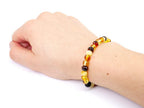 Baltic Amber Bracelet for Adults Made on Elastic Band- Natural Amber from Baltic Region, Genuine Baltic Amber (Multi, 7.5 inch)