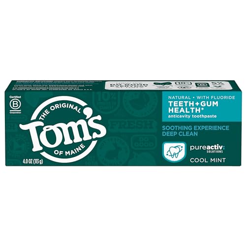 Toms of Maine PureActiv Teeth + Gum Health* Anticavity Toothpaste Gel, Cool Mint, 4.0 oz.