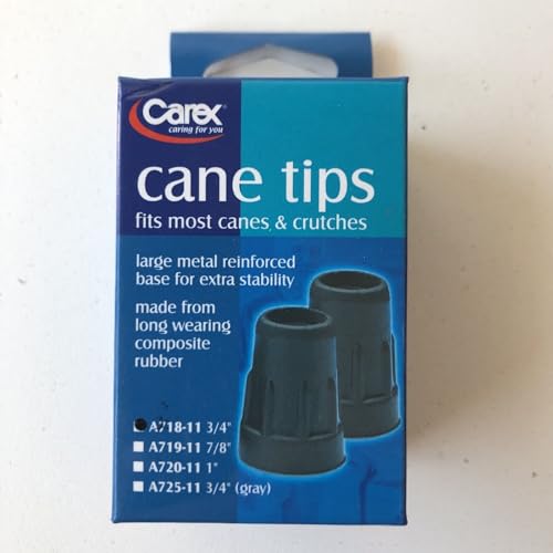 Carex Cane Tips, Standard, Natural Rubber, Black, 3/4, Pack of 3