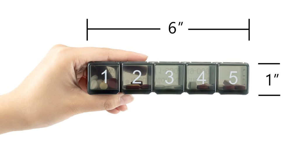 e-Pill 5 Times a Day x 7 Day Large Weekly Pill Organizer, Vitamin and Medicine Pill Box - with Discreet Case (Black)