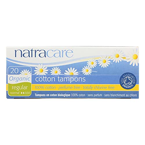 NATRACARE Organic All Cotton - Regular - Non-Applicator Tampons, 20 Count