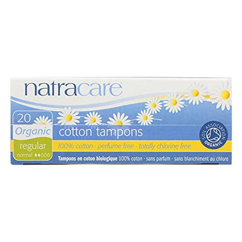 NATRACARE Organic All Cotton - Regular - Non-Applicator Tampons, 20 Count