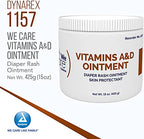 Dynarex Vitamins A & D Ointment, Ointment with Vitamin A and Vitamin D Skin Protectant, for Diaper Rash and Discomfort, White, 4