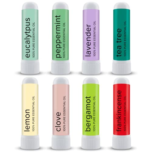 MOXE Nasal Inhalers Bundle, 8 Essential Oils, 100% Pure and Undiluted, Therapeutic Grade, No-Mess Portable Aromatherapy, Include