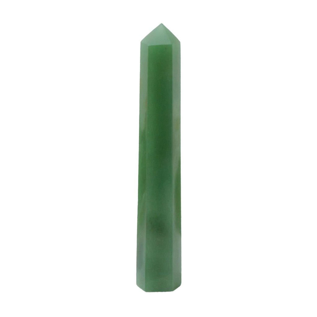 Apengshi 1PCS Natural Crystal Green Aventurine Tower 5.9-6.3 (15-16cm) 6 Faceted Single Point Prism Healing Crystal Wand for Med