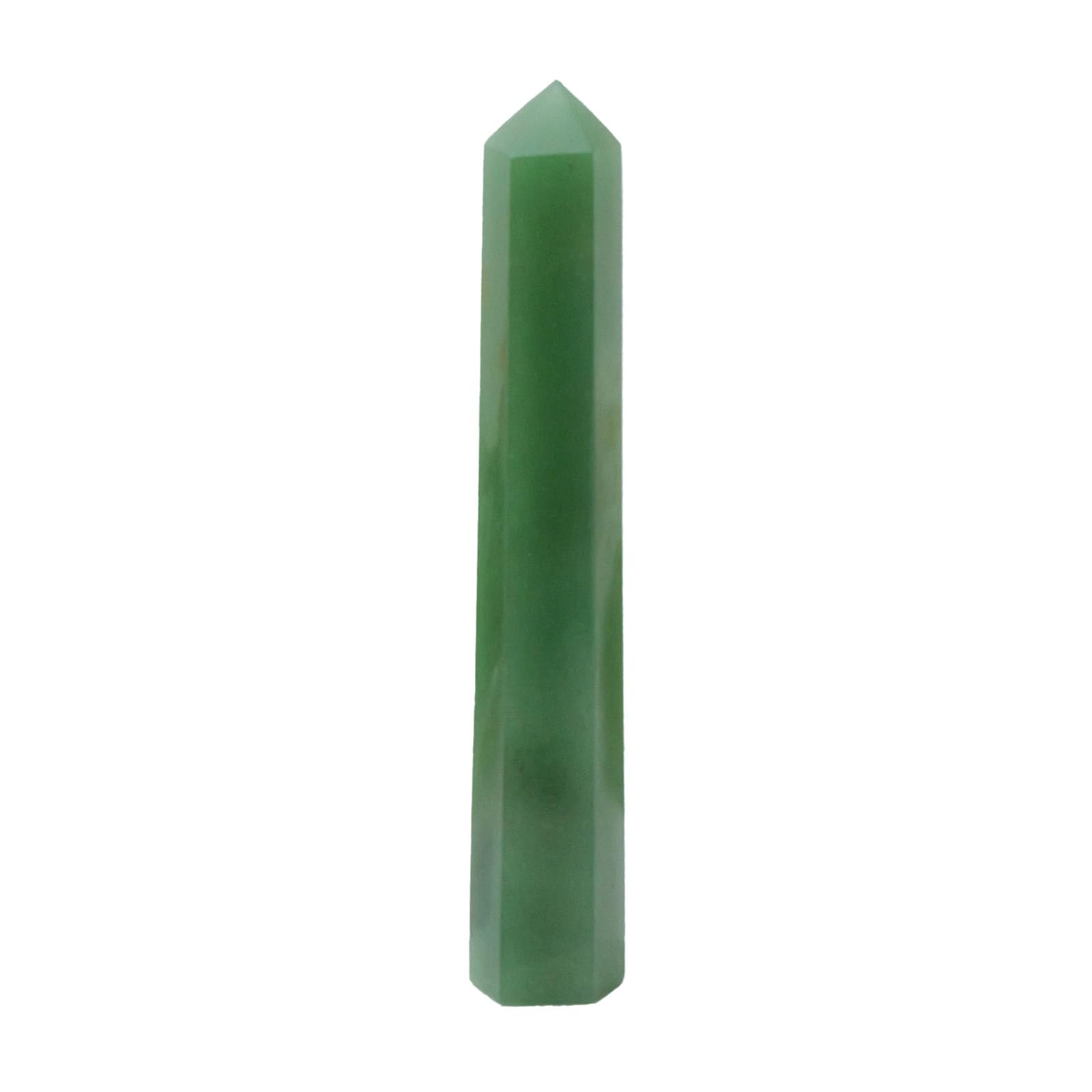Apengshi 1PCS Natural Crystal Green Aventurine Tower 5.9-6.3 (15-16cm) 6 Faceted Single Point Prism Healing Crystal Wand for Med