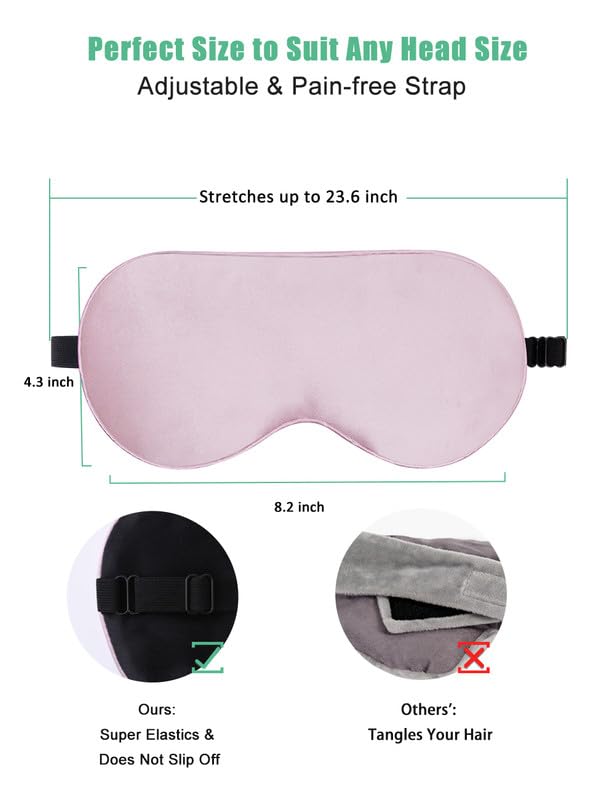 Sleep Mask, 2 Pack 100% Real Natural Pure Silk Eye Mask with Adjustable Strap for Sleeping, BeeVines Eye Sleep Shade Cover, Bloc