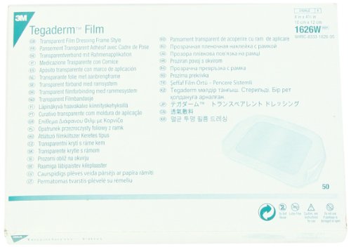 3M Tegaderm Transparent Dressing with Label 4 x 4 3/4 (10 x 12 cm)50 per Box #1626W
