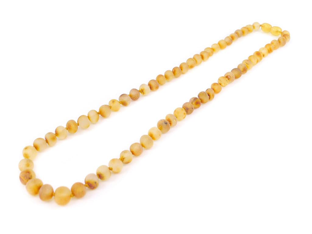 Baltic Amber Necklace for Adult - Natural Amber from Baltic Region, Genuine Amber (17.7 inch, RAW Honey)
