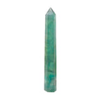 Apengshi 1PCS Natural Crystal Green Fluorite Tower 5.9-6.3 (15-16cm) 6 Faceted Single Point Prism Healing Crystal Wand for Medit