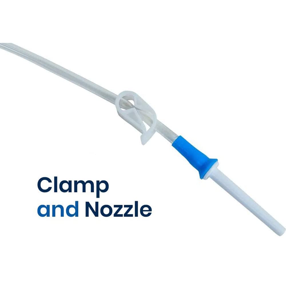 HealthAndYoga Replacement Enema Tubing - Super Economical, Hygienic, Medical Grade PVC - 1.5 Meter with Hose Clamp and Nozzle -