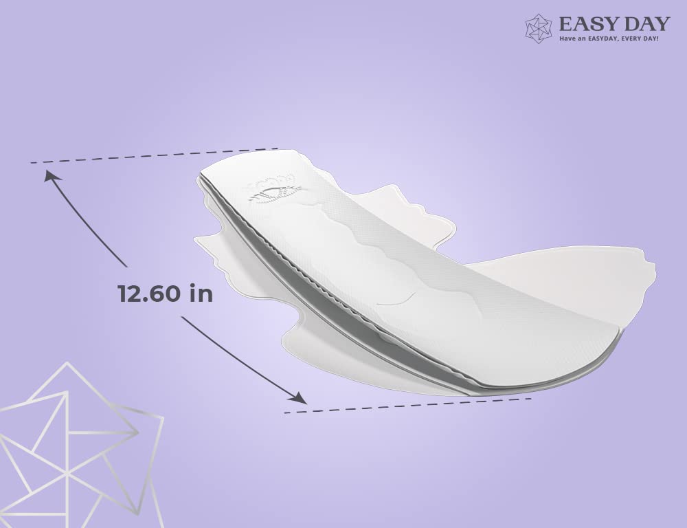EASYDAY Overnight Heavy Flow(2-in-1 Period & Light Bladder Leakage Feminine Pads) Wings, Sensitive Skins, Unscented, Breathable,
