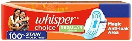 Whisper Choice Wings Regular - 20 Pads Upto 100% Stain Protection