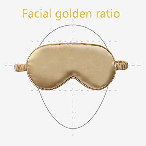 LCBD Silk Satin Sleeping Eye Mask, Gold Sleep Eye Mask Night Blindfold for Women and Men, Soft Breathable Blackout Eyeshade Eye