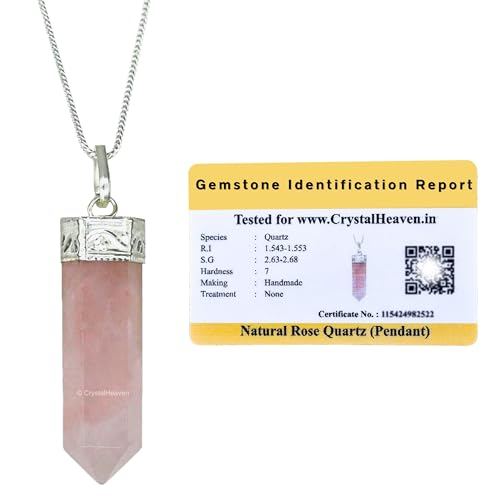 Certified Rose Quartz Pendant Necklace For Women  Original Pink Crystal Pendant For Women  Natural Healing Crystal Stone Neckl
