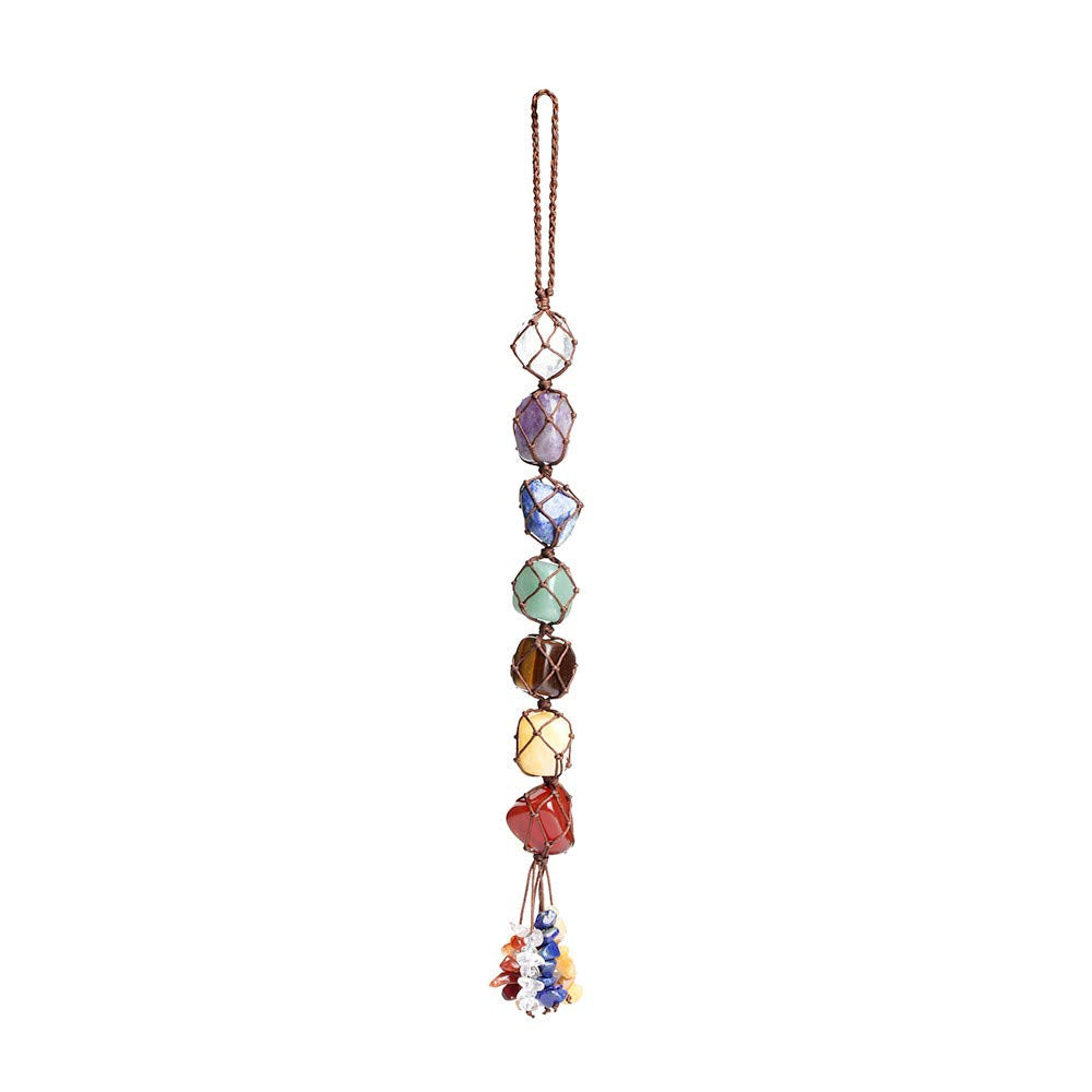 7 Chakra Gemstones Healing Feng Shui Crystals Window Car Decorations Hanging Ornament Dowsing Pendulum Good Luck Home Decoration