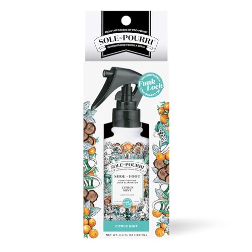 Sole-Pourri Shoe + Foot Funk-Fighting Odor Freshener Spray, Citrus Mint, 3.4 Fl Oz