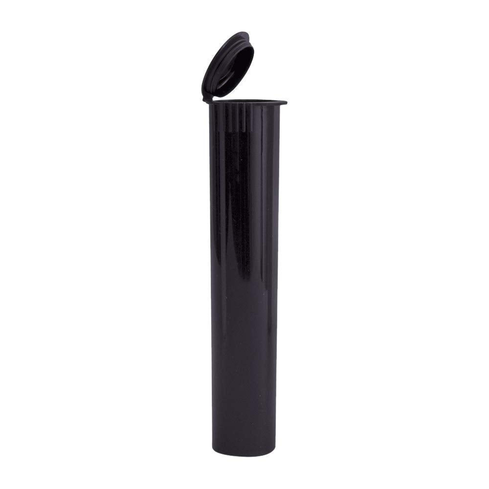 W Gallery 10 Black 98mm Open Cap Pop Top Tubes - Airtight Smell Proof Containers - Plastic Medical Grade Prescription Bottles fo