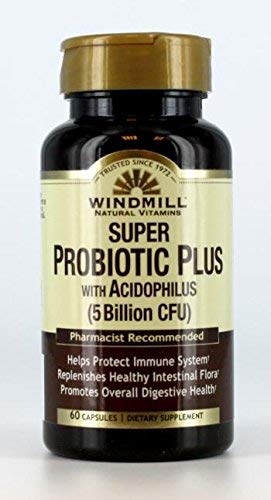 Windmill Natural Vitamins Super Probiotic Plus with Acidophilus (5 Billion CFU) 60 Capsules (Pack of 3)