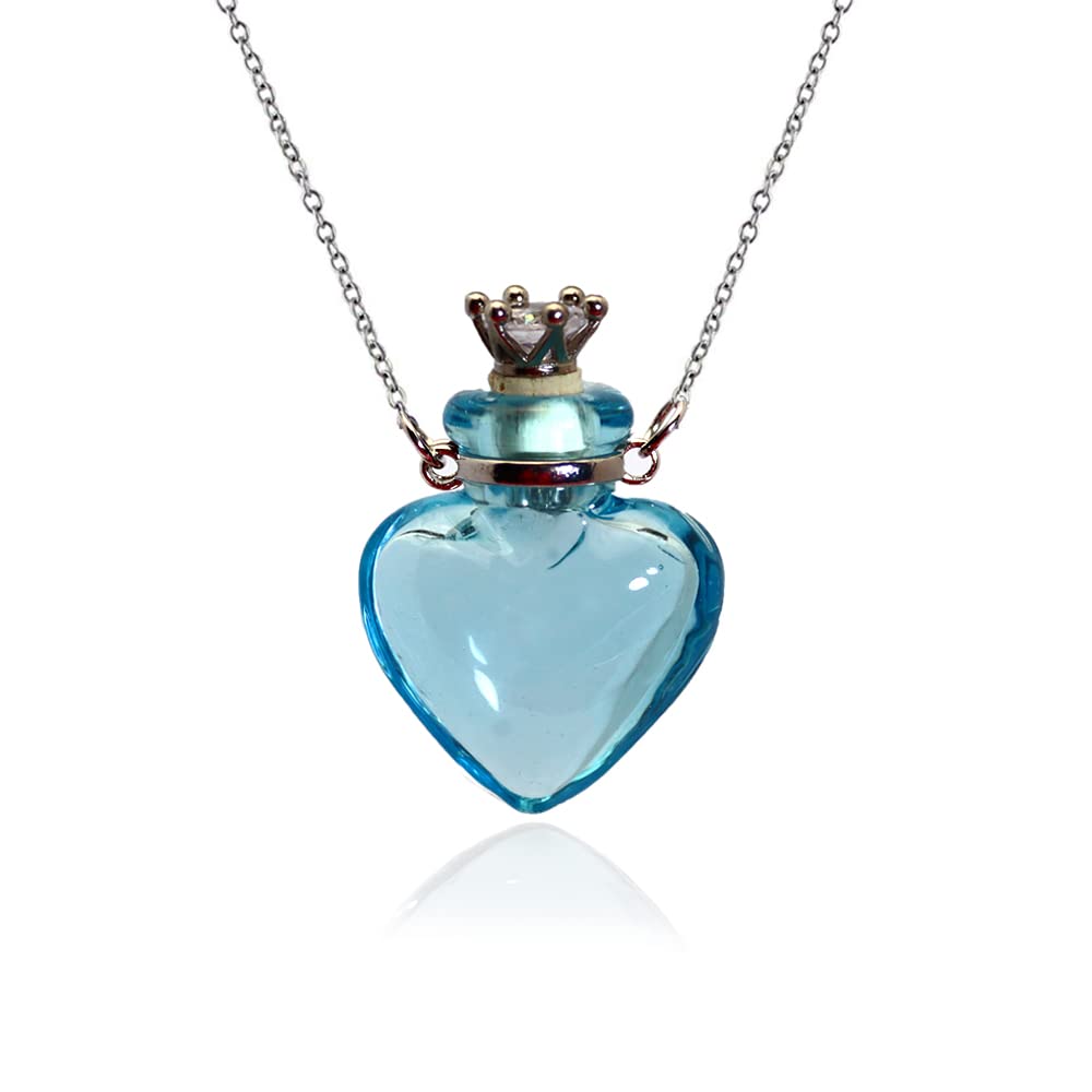 1PC 1PC Colorful Heart Vial Perfume Bottle Necklaces Stainless Steel Chain Make a Wish Aroma Essential Oil Diffuser Pendant neck