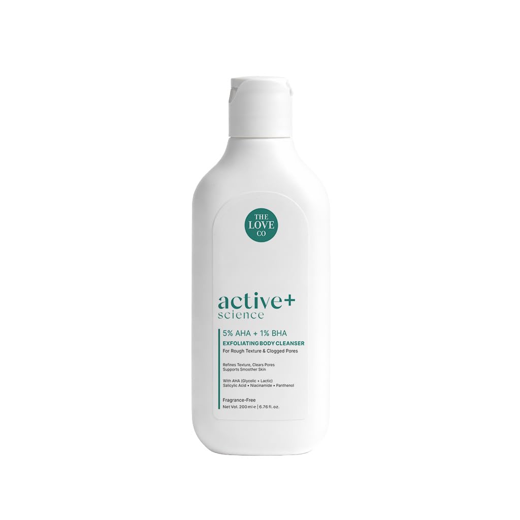 The Love Co. Active+ Science 5% Aha + 1% Bha Exfoliating Body Cleanser (200Ml) | Body Wash For Rough Texture & Clogged Pores | W
