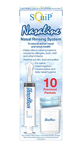 Squip Nasaline Nasal Rinsing System with 10 Premixed Saline Packets
