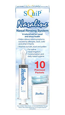 Squip Nasaline Nasal Rinsing System with 10 Premixed Saline Packets
