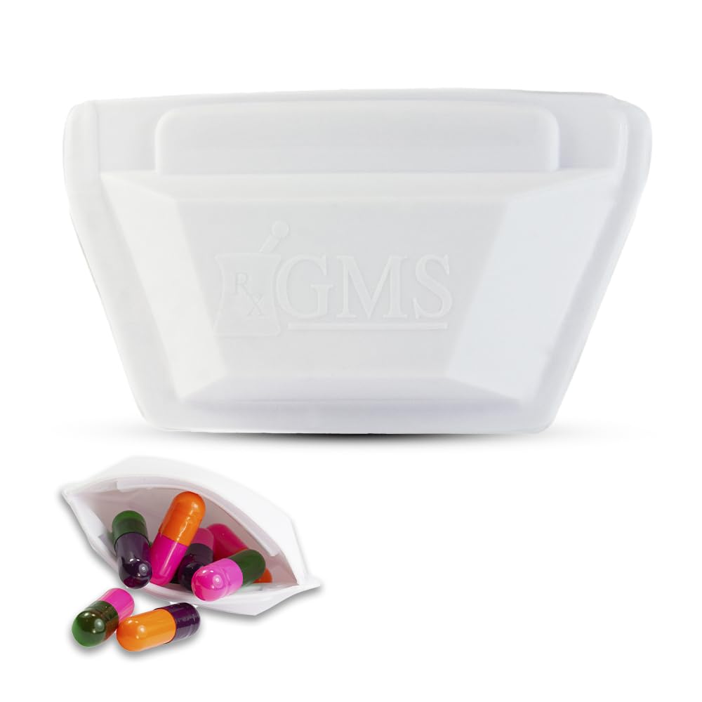 GMS Squeezable Pocket Pill Case - Small, Lightweight Pill Organizer Ideal for Travel - Holds Medicines Securely - Sturdy Design 