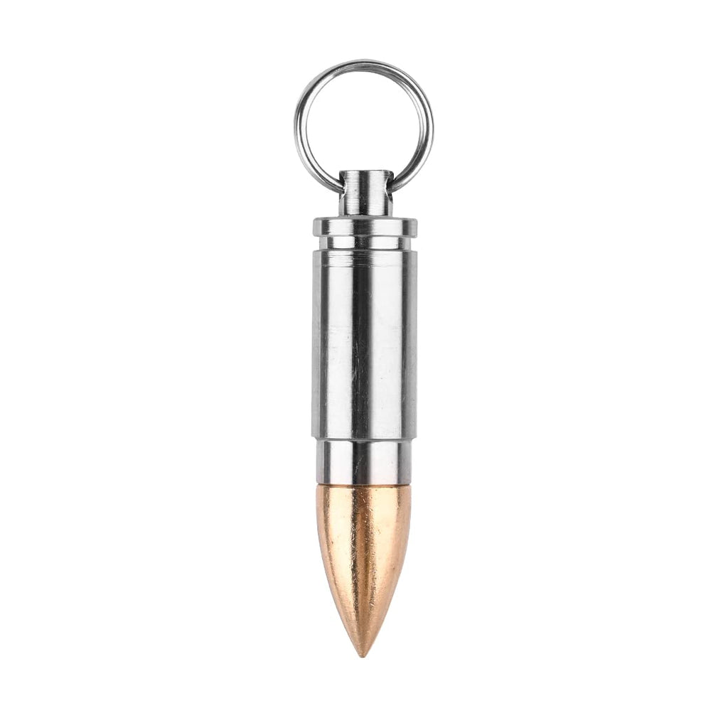 NHDT SW801 Keychain Pill Holder, Portable Brass and Titanium Waterproof Pill Box Container for Purse or Pocket or Necklace, Mini