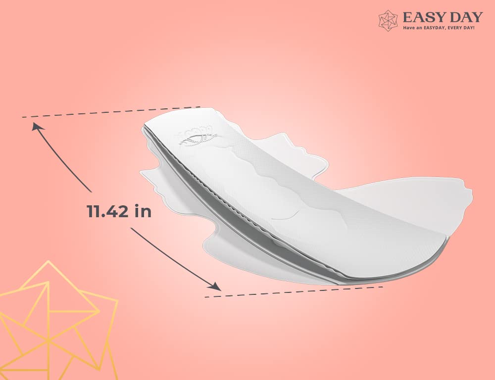EASYDAY Heavy Flow(2-in-1 Period & Light Bladder Leakage Feminine Pads) with Wings, Sensitive Skins, Unscented, Breathable, Ultr