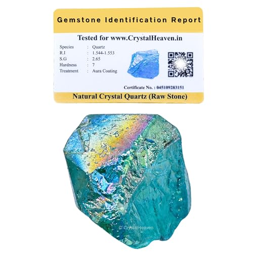 Crystal Heaven Certified Aqua Aura Quartz Healing Rough Stone,Natural Raw Crystals For Manifestation,Meditation And Reiki Healin