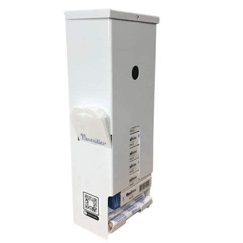 Sanitary Napkin and Tampon Dispenser Prefilled Free Vending White Metal
